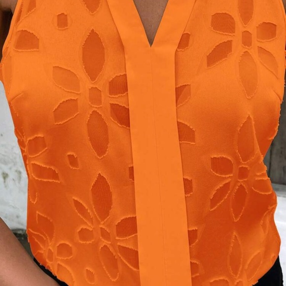 Shein Sleeveless Blouse, NWT, M, Sheer, Orange - Picture 4 of 5